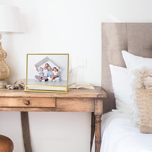 Miniatura 6 de Smarpau Soporte acrílico dorado de 7 x 5 pulgadas, paquete de 8 soportes de doble cara para menú para fiesta de boda, soportes para marcos de fotos