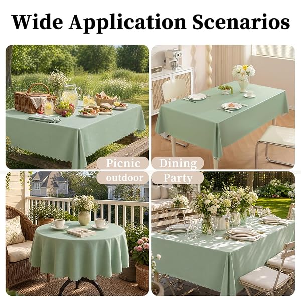 HOMOHEINI Vinyl Tablecloth, Plastic Table Cloth, Sage Green, 60" x 84" by HOMOHEINI - Used condition - Image 7