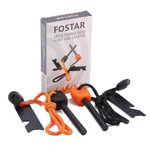 FOSTAR Ferrocerium Alloy Rod Fire Starter, 5/16 Inch Thick Waterproof Fire Steel