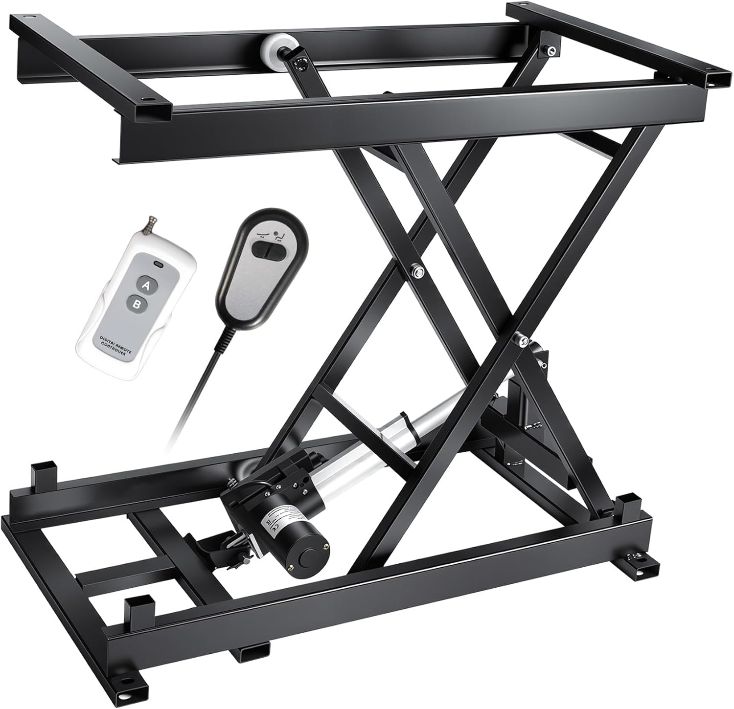 Electric Scissor Lift Table 400LBS Capacity, 7.1-26.4 in Adjustable Height Lifting Platform with Wired/Wireless Remote, for Working Platform, Computer Desk, Material Handling & Transportation 400LBS,7.1"-26.4"Height