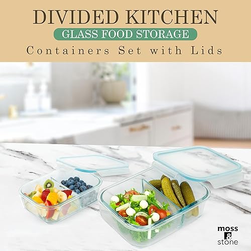 Miniatura 6 de Moss and Stone - Recipientes rectangulares de vidrio borosilicato para alimentos preparados, herméticos, tapas de cierre a presión, aptos para