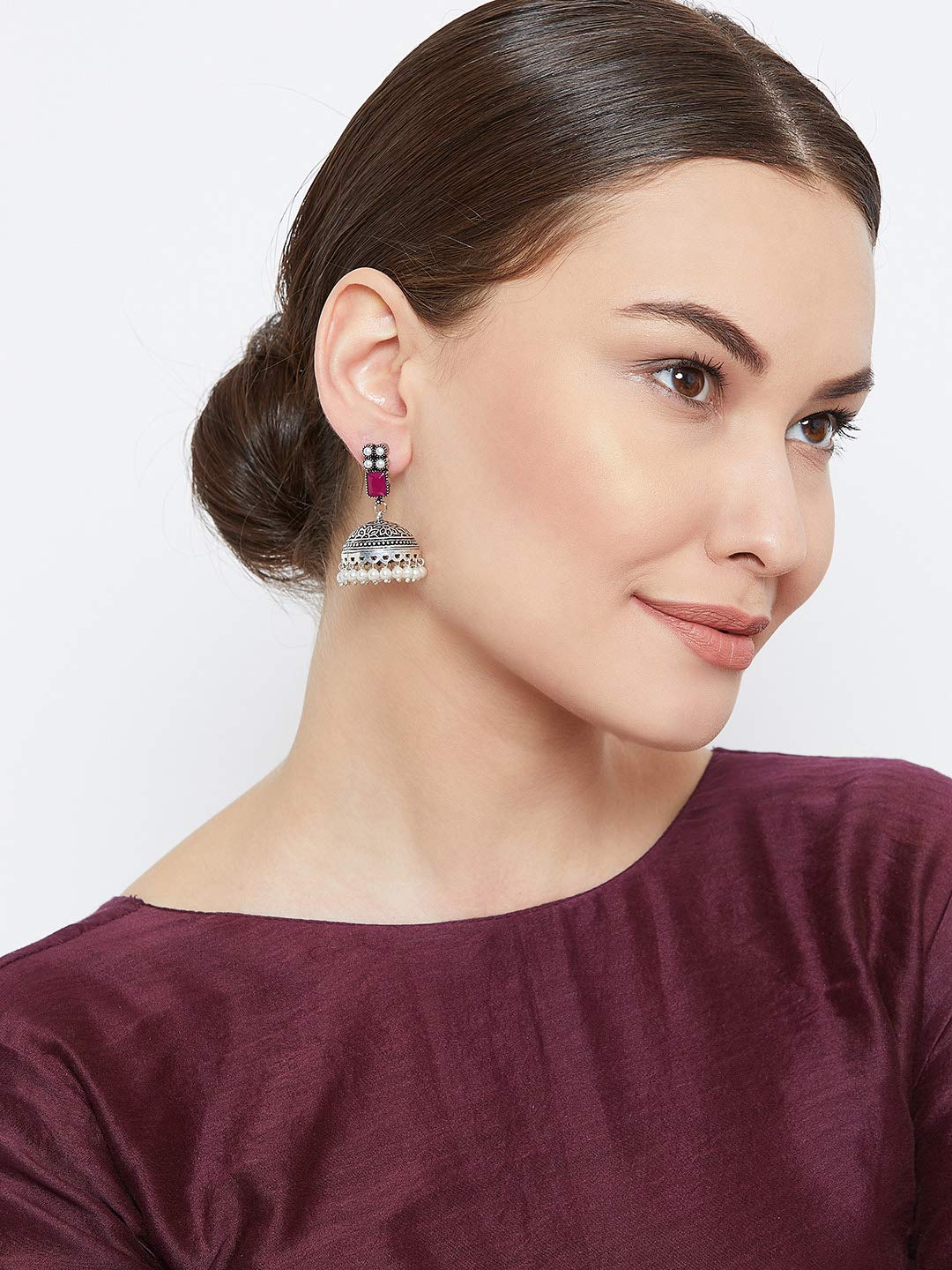 Silver Plated Oxidised Party/Festive Jhumka Earrings