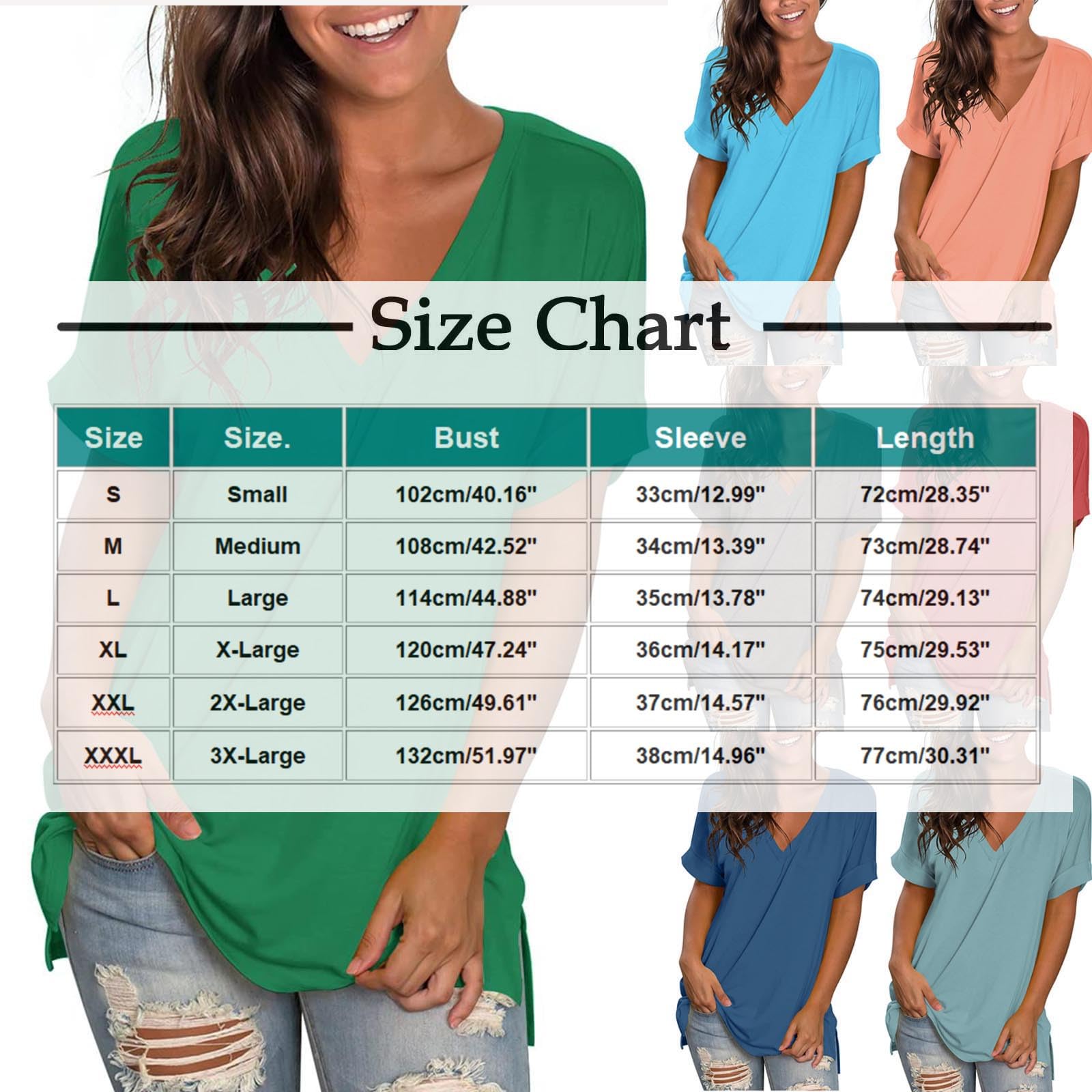 2025 T Shirt Long Femme Grandes Tailles Classique Coupe Ample,T-Shirt Femme À Manches Courtes Col en v Tops D'Été,Tee Shirts De Sport Femmes Casual Tops Tunique Elégante Couleur Solide Été