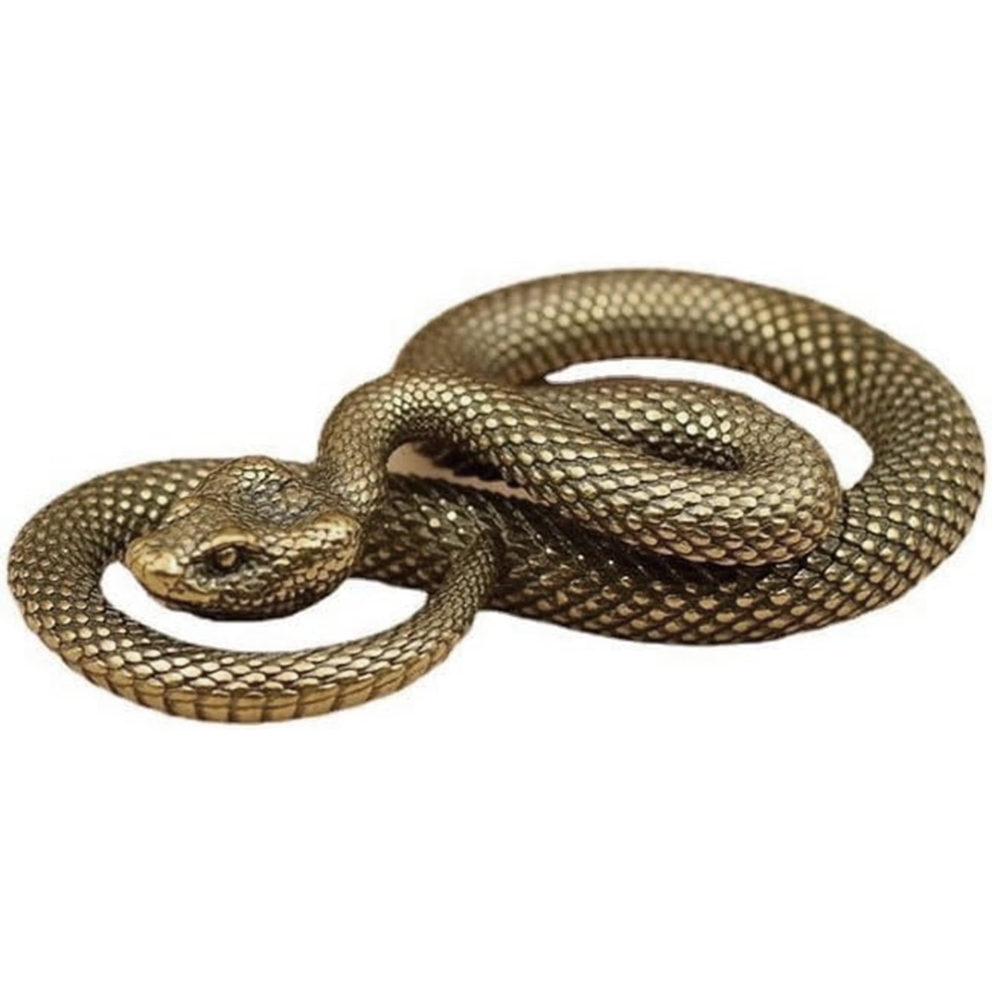 Brass Snake Figurine Miniature Ornament, Handcrafted Decorative Animal Sculpture for Home Office Desk Shelf Mantel Decoration