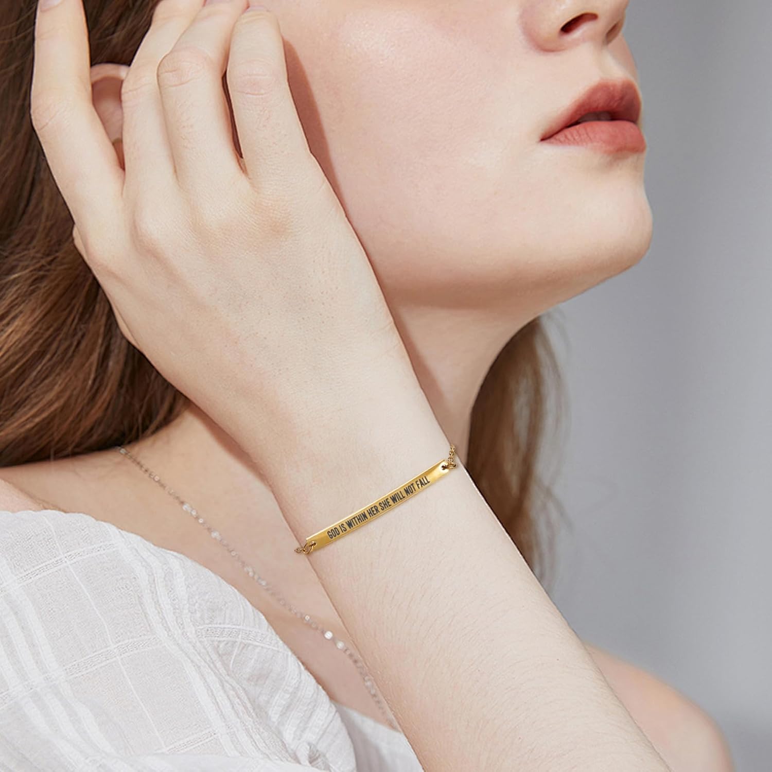 Dont Let The Hard Days Win Bracelet - Gold Hard Day Motivational Bangle Stainless Steel Engraved Words, Inspirational Chain Jewelry Gifts for Women Friend - Image 6