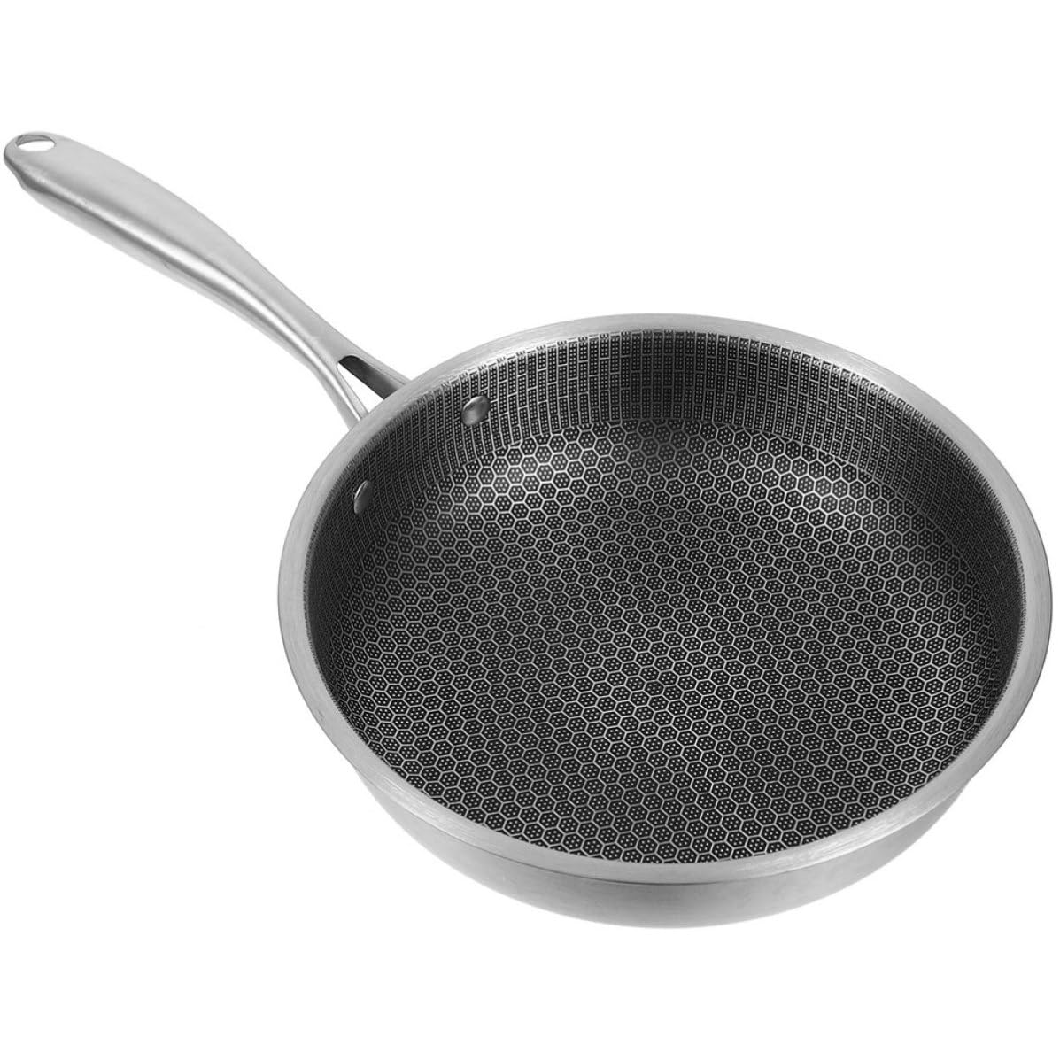 Padella in Acciaio Inox con Design Nido D'ape Antiaderente e Resistente Padellino per Uova Compatibile con Tutti i Piani Cottura Inclusi a Induzione a Fiamma Facile da Pulire