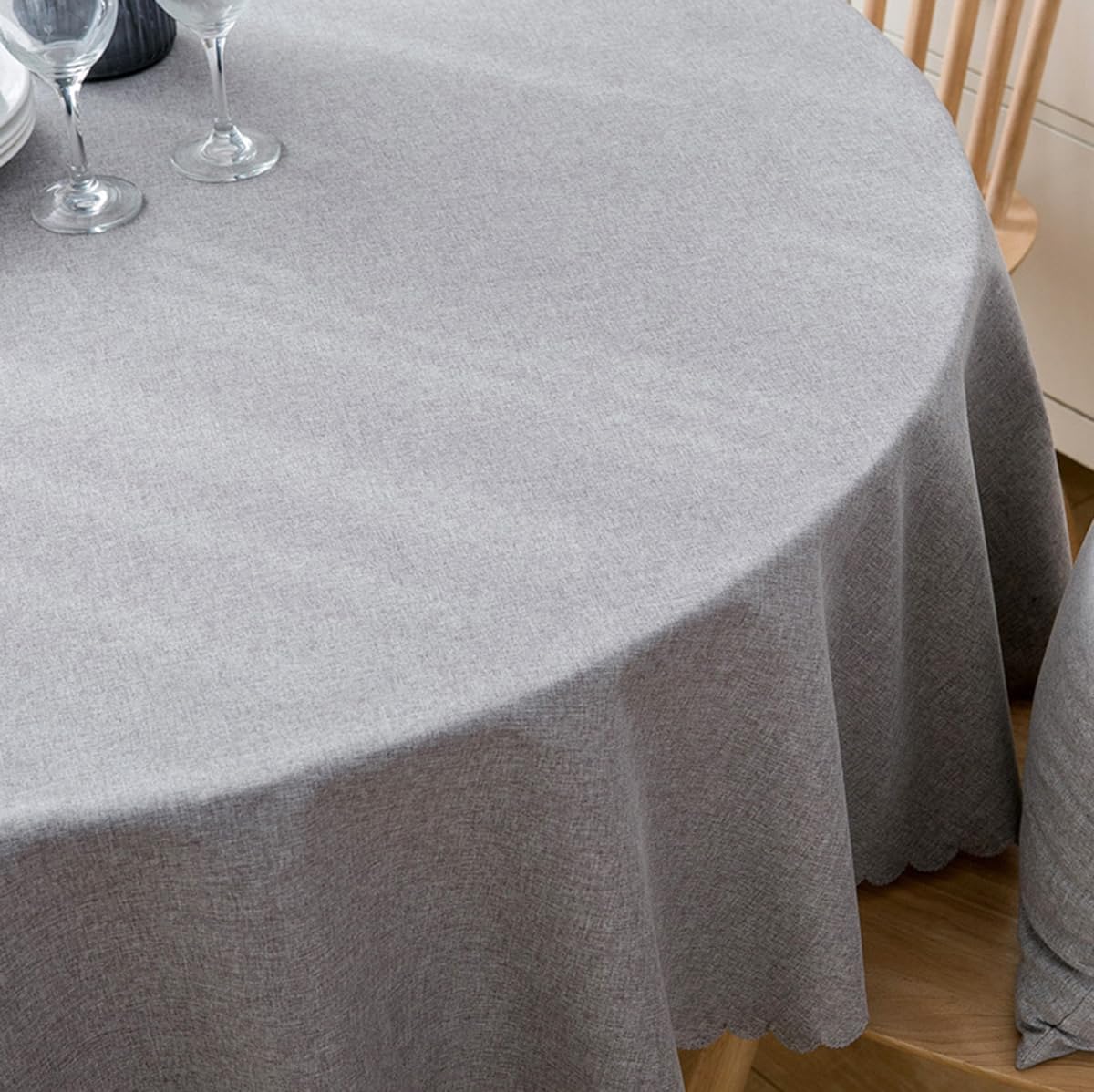 BHOMTY Rond linnen-katoen Tafelkleed Geschikt voor Eettafels, Koffietafels Machinewasbaar Wit Diameter 90 cm
