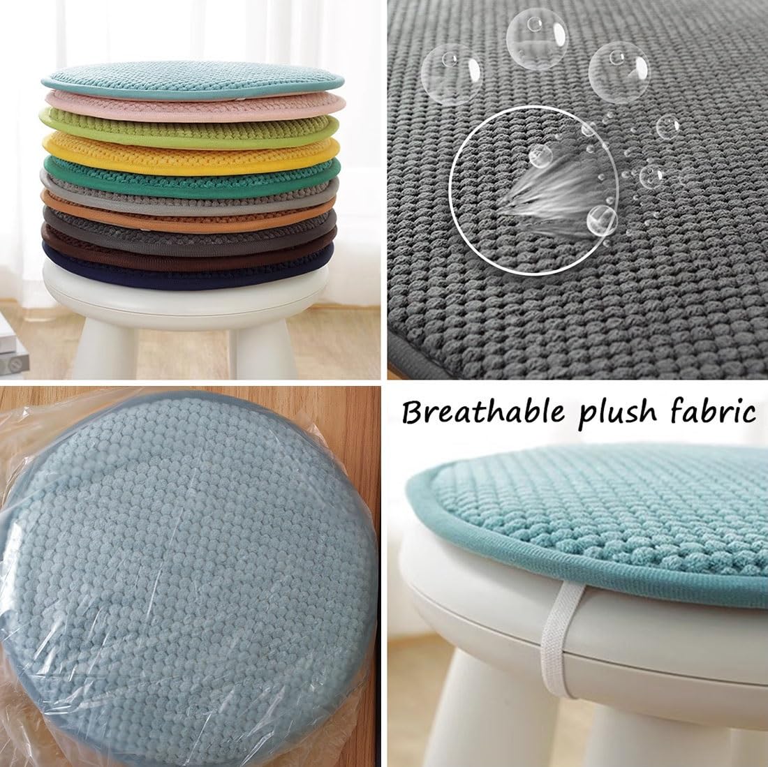 Set di 4 cuscini blu per sedie da pranzo con laccetti antiscivolo per sedie da cucina, design double-face, rimovibili e lavabili, comodi ed eleganti
