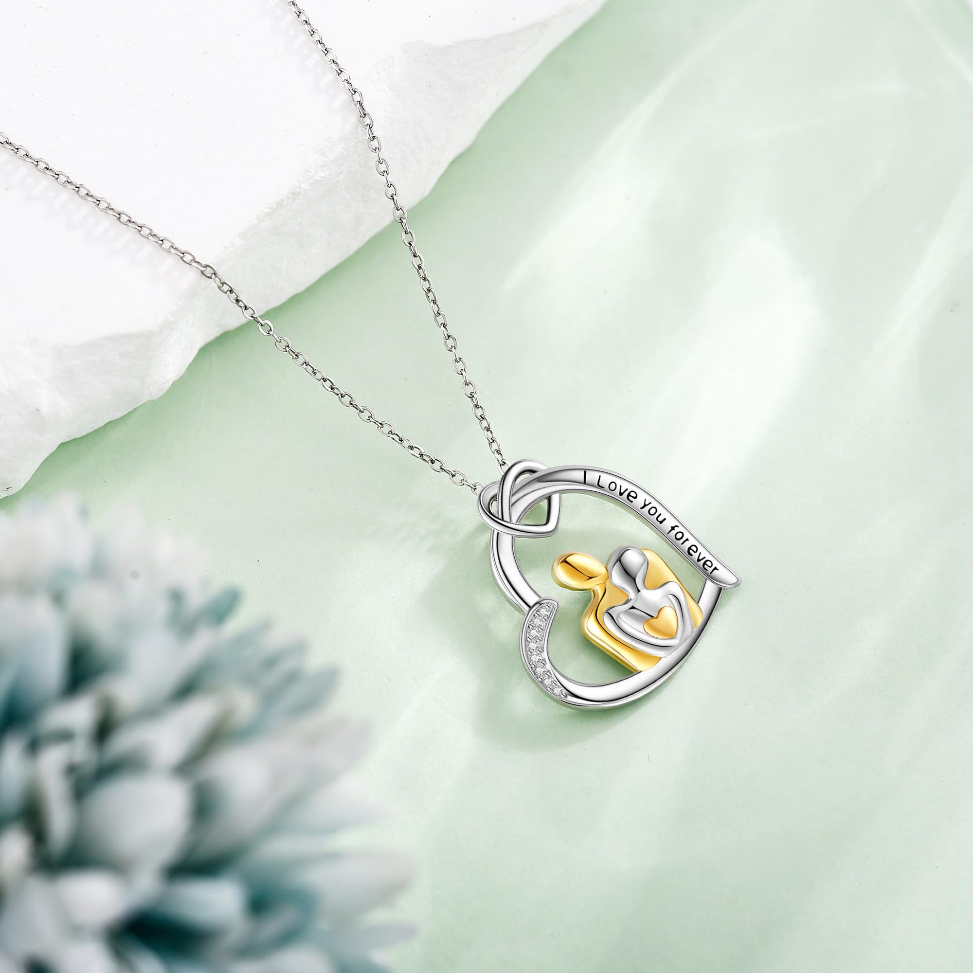 DAYLINLOVE Naszyjnik ze srebra wysokiej próby 925, przytulanie, wisiorek, naszyjniki, serce, pary, naszyjnik, rocznica, biżuteria, prezent dla kobiet i par, Sterling Silber, Srebro szterlingowe, Bez