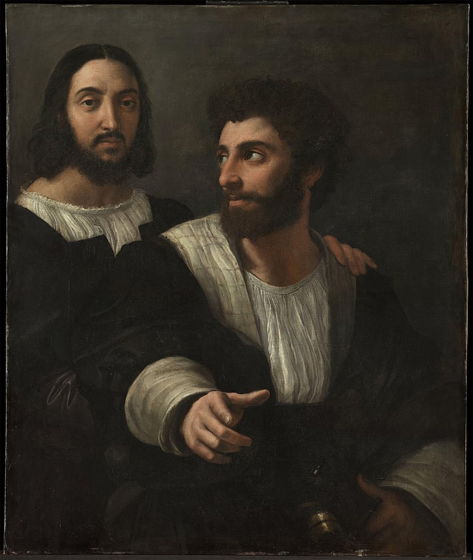 ARTXLXXBN Famous Art Print Poster Vintage Wall Art Self Portrait with a Friend Double Portrait by Raffaello Sanzio Raphael Canvas Art Poster for Home Decor 60x90cm