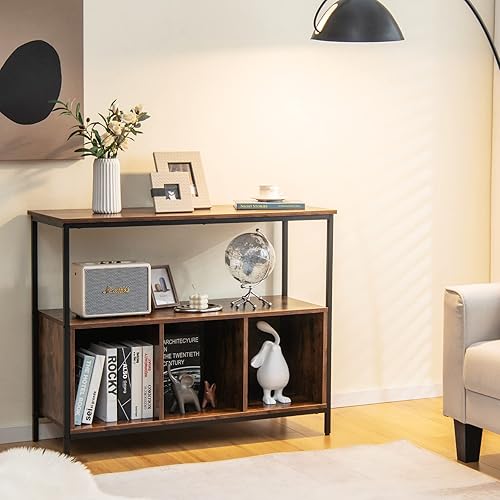 Miniatura 4 de Giantex Aparador de bufé armario de madera despensa de cocina con encimera espaciosa estante abierto grande gabinete de almacenamiento de 3 cubos