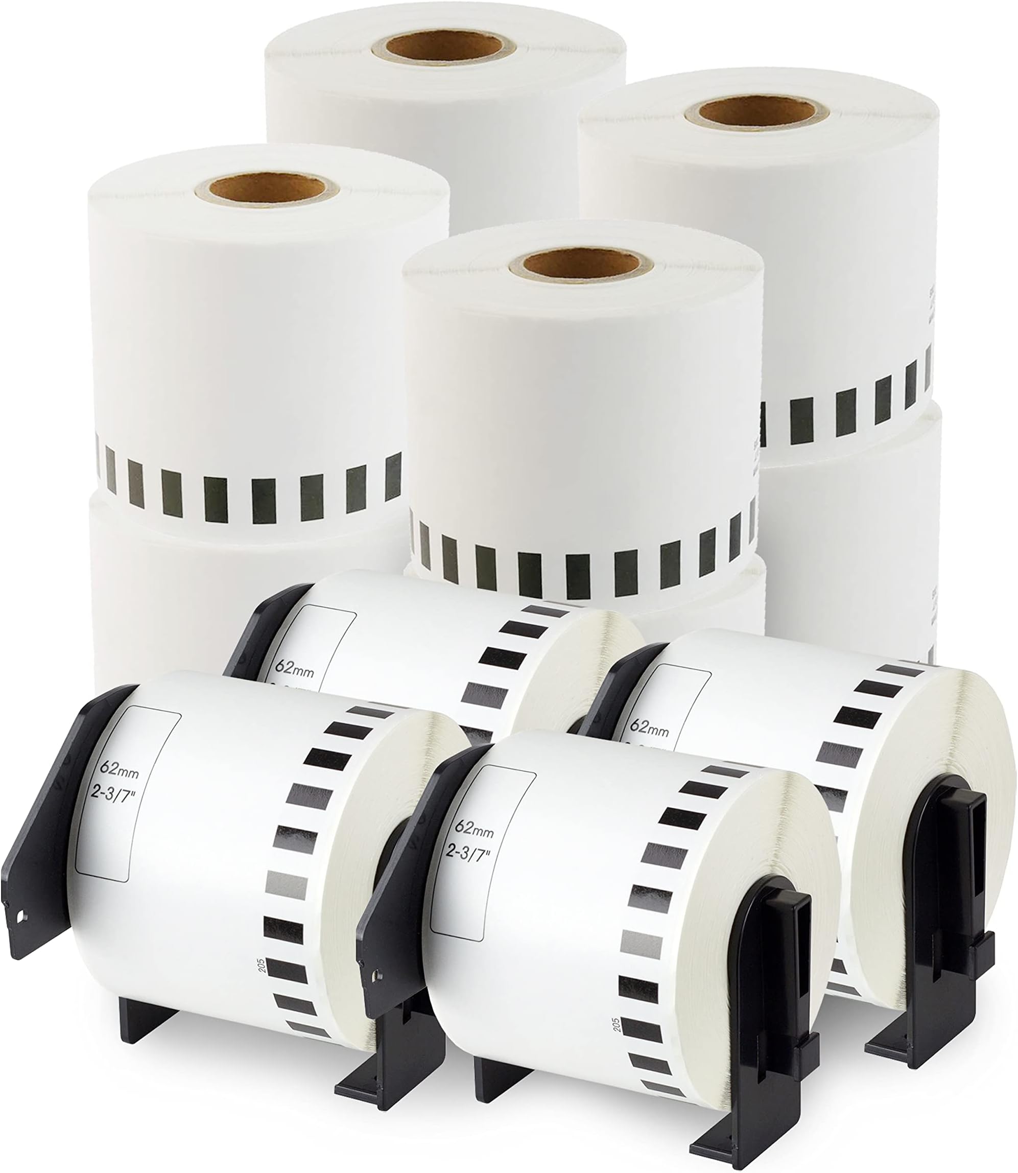 enKo - Compatible DK-2225 Continuous Paper Labels (1-1/2 Inch x 100 Feet) Compatible for Brother QL Label Printers - 6 Rolls + 2 Refillable Cartridges