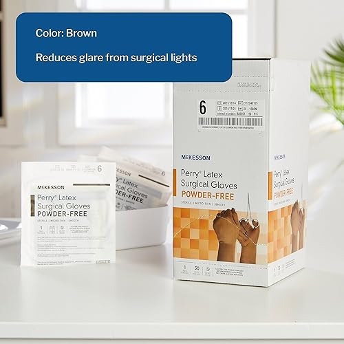 Miniatura 2 de McKesson Perry Disposable Sterile Pair Latex Surgical Glove Extended Cuff Length