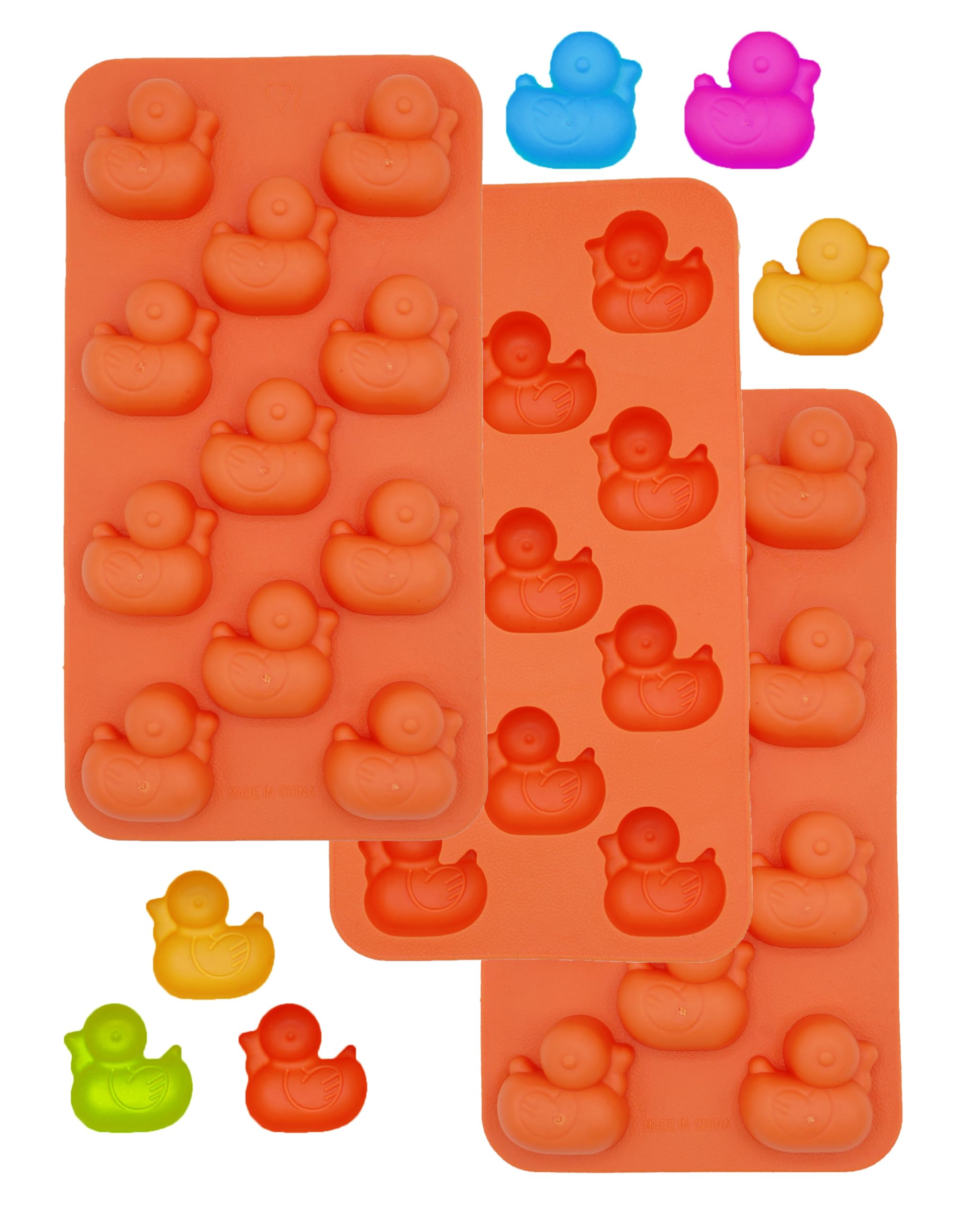 Duck Silicone Mold (11-Cavity, 3-Pack) - 3D Candy Fondant, Bite-Sized Treats, Funny Ice Pops - Food-Grade, Easy Clean, Freezer Safe