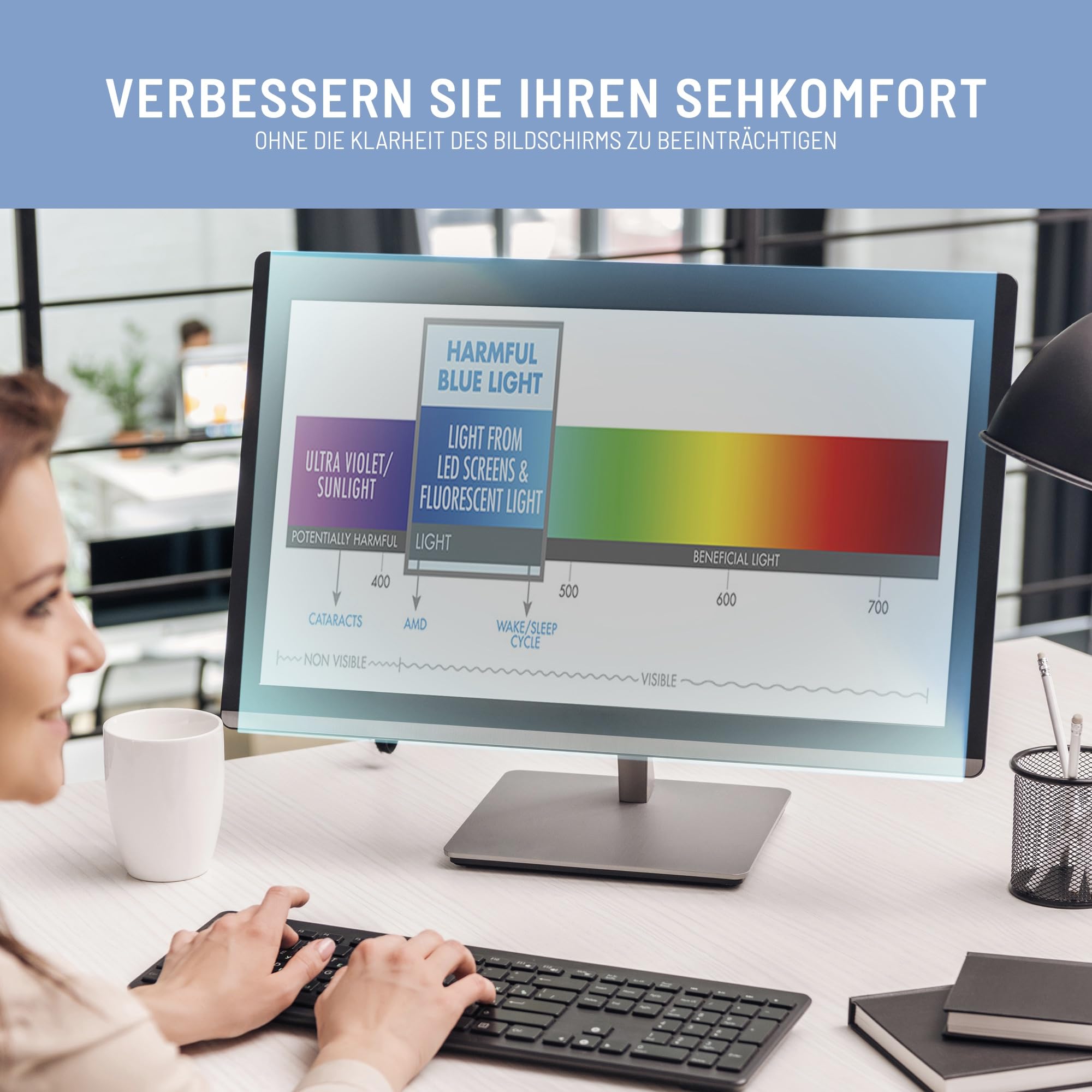 VistaProtect Premium Anti-Blaulichtfilter für Computermonitore, Abnehmbar (26" bis 27" Zoll)