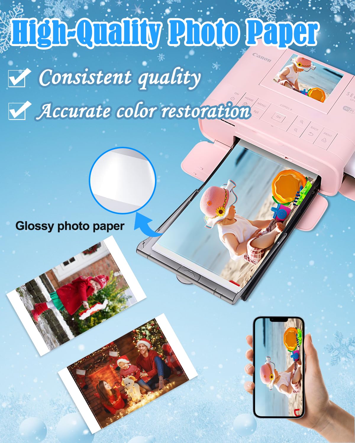 NineLeaf 1PK Compatibile per Canon Selphy CP1300 CP1500 CP1200 CP1000 CP910 CP820 KP-108IN 3115B001(AA) cartoline per carta fotografica Canon Selphy, 3 cartucce+108 carta fotografica (10 x 15 cm)