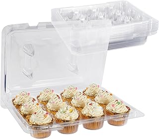 Ridgesun (12 Sets of 10-Pack) cupcake carriers for 12 cupcakes,Premium Crystal-Clear Cupcake Boxes - 12 Sets of 10-Pack Standard Size, Easy Access, Eco-Friendly (10)