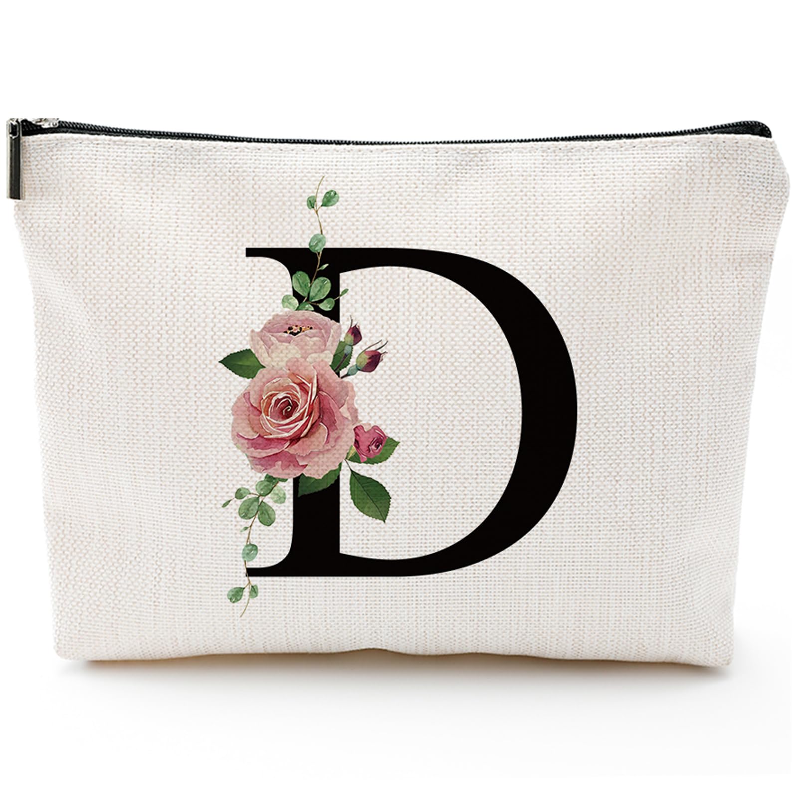 Initial A-Z Personalized Letter Makeup Bag, Monogrammed Bridesmaid Gifts/Presents Cosmetic Bag, Portable Stationery Storage Organizer Pouch, Friendship Love Travel Makeup Bags