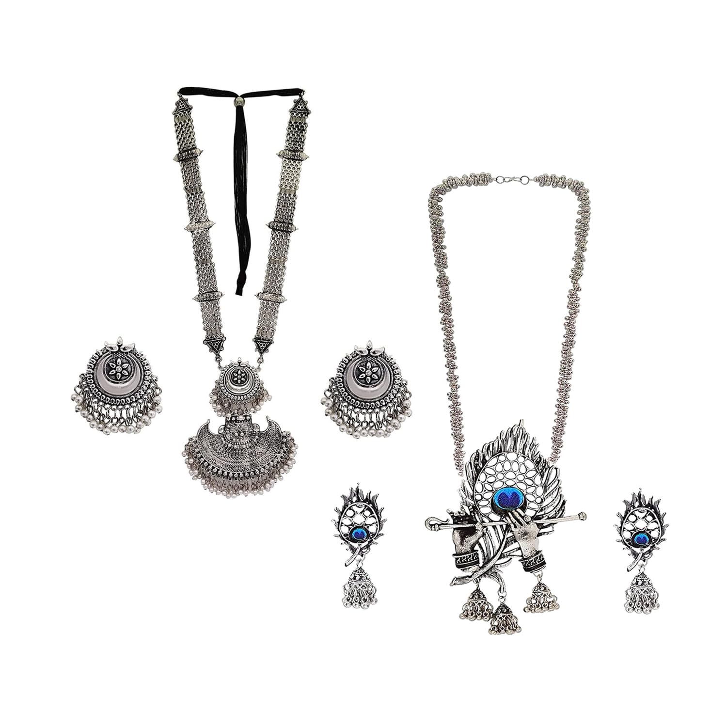 GahneMall Stylish Boho Traditional Oxidised Silver Necklace Jewellery Combo Set for Women (B0CK5WLP6H) Amazon Price History, Amazon Price Tracker