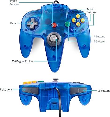Miniatura 2 de Paquete de 3 controladores clásicos N64, suily Retro N64 Gaming con cable con cable y joystick Plug & Play (sin versión USB)