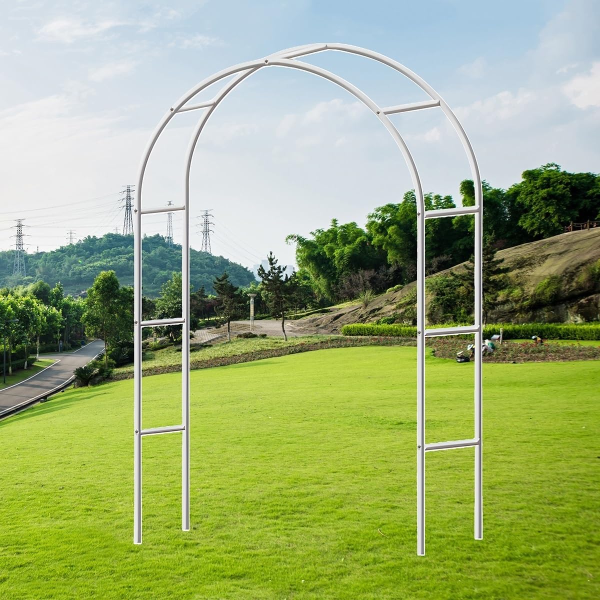 Weißer Metall-Gartenbogen für Kletterpflanzen, Hochzeit und Par-Blumenbogen, 280 x 280 cm, perfekt für Weihnachten, Geburtstage und Outdoor-Dekoration