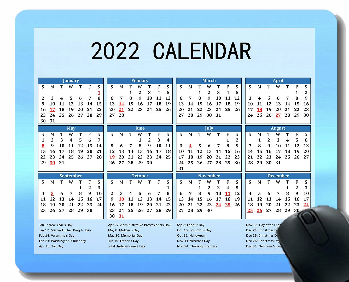 APSRA 2022 Calendar Mouse Pad,Line Light Slick Bright Custom Gaming Mouse Pads with Designs-17650