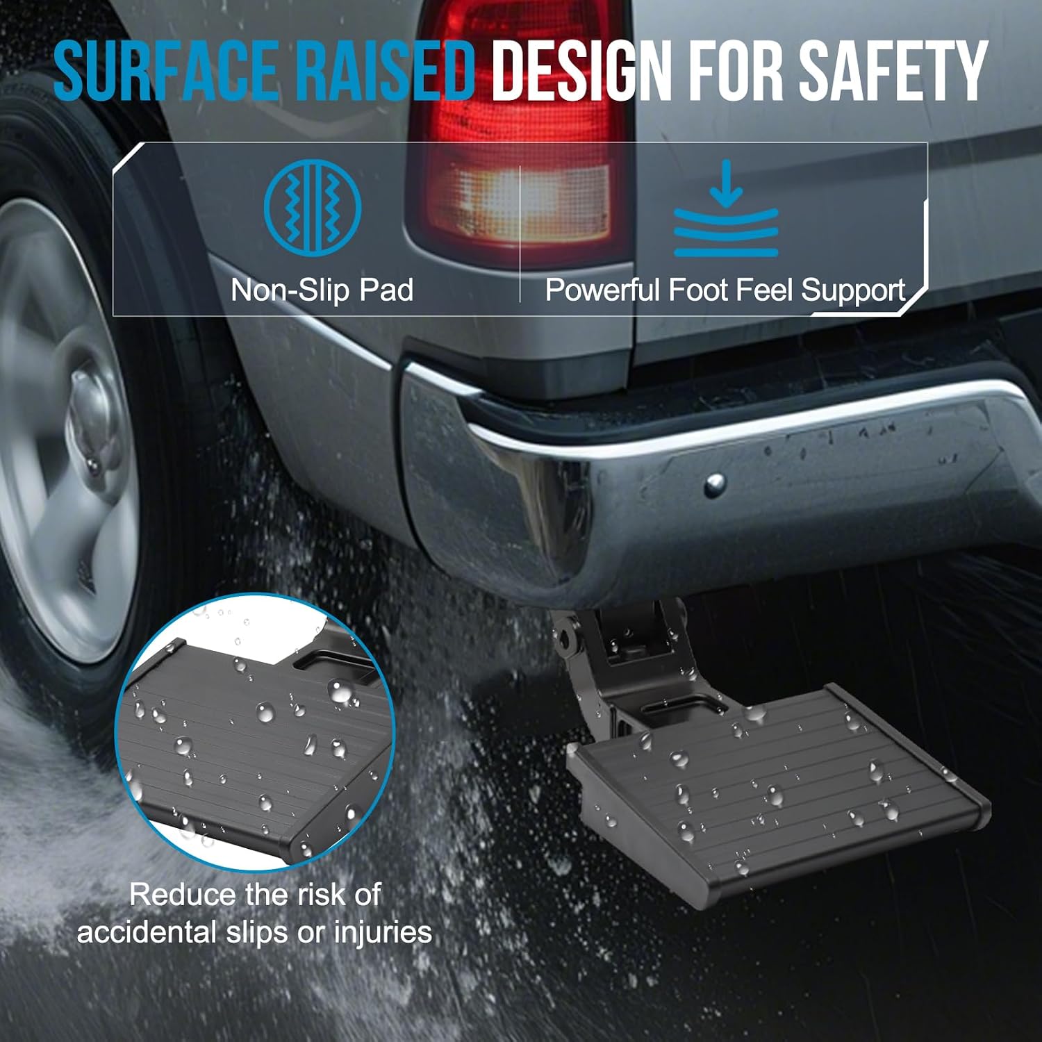 Bed Step,Swing Out Bed Corner Step for Truck with Dual Exhaust, Compatible with 2014-2018 Dodge Ram 1500 2500 3500 Replace# 82214245AD Rear Bed Step Retractable Bumper Step for Truck
