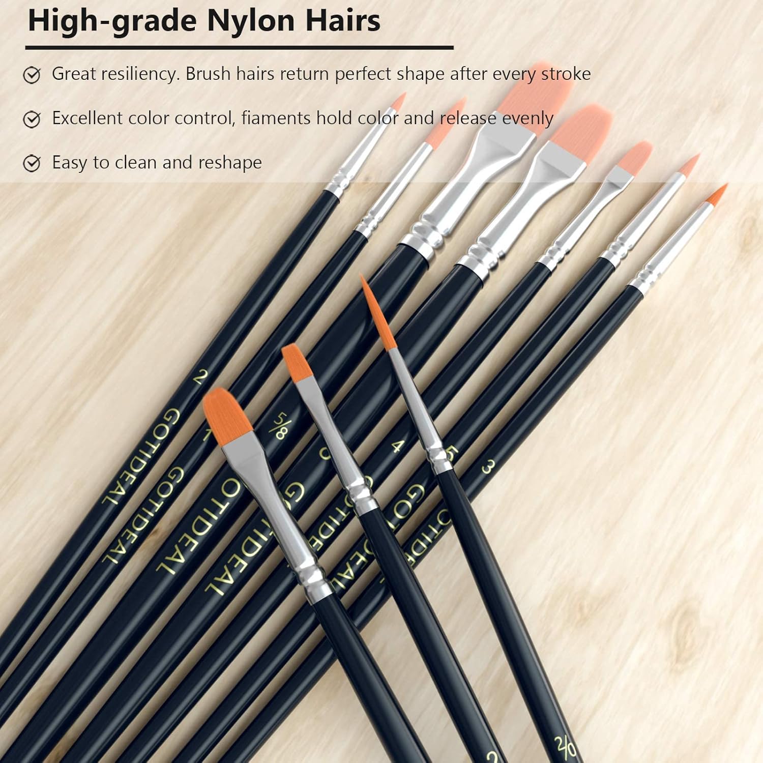GOTIDEAL Paint Brush Set, 20 Pcs Round Pointed Tip, Nylon Hair Brushes for Acrylic, Watercolor, Oil and Gouache Painting，Body, Face Nail Art, Detailing and Rock Painting, Perfect for Kids & Adult