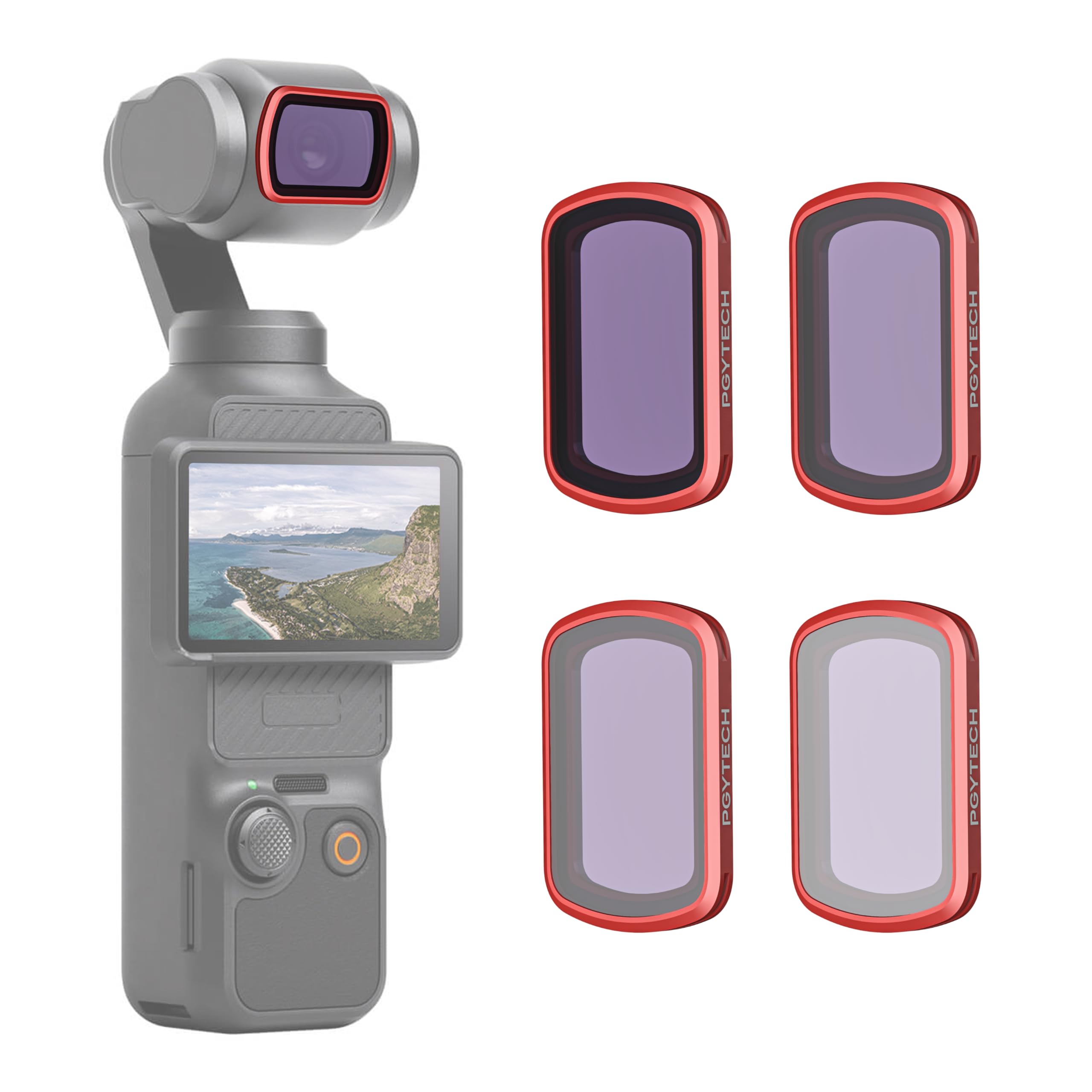PGYTECH Juego de Filtros ND para dji Osmo Pocket 3/ Pocket 4, Filtros Magnéticos ND8 ND16 ND32 ND64 con Vidrio Óptico Profesional, Impermeable Antirrayas
