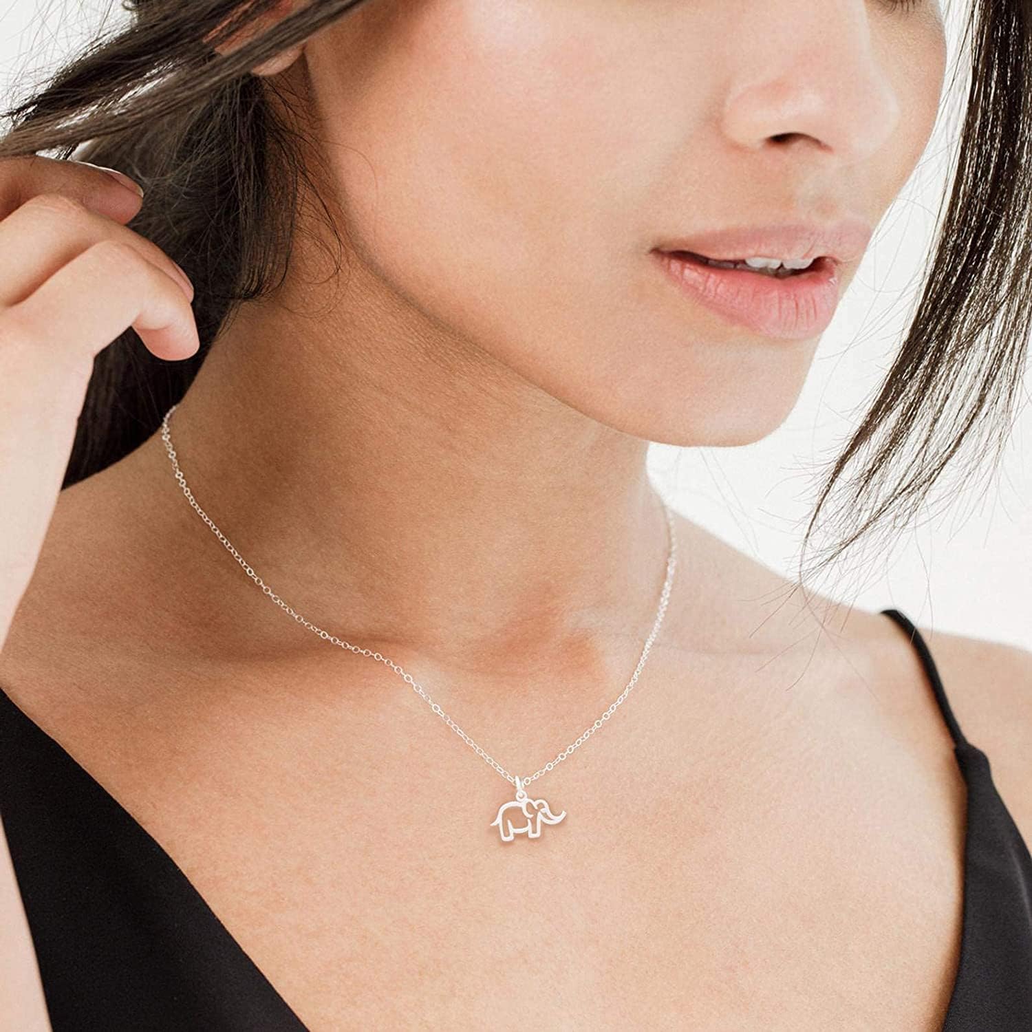 A Charmed Impression Sterling Silver Elephant Necklace - Inspirational Gift: You are Strong