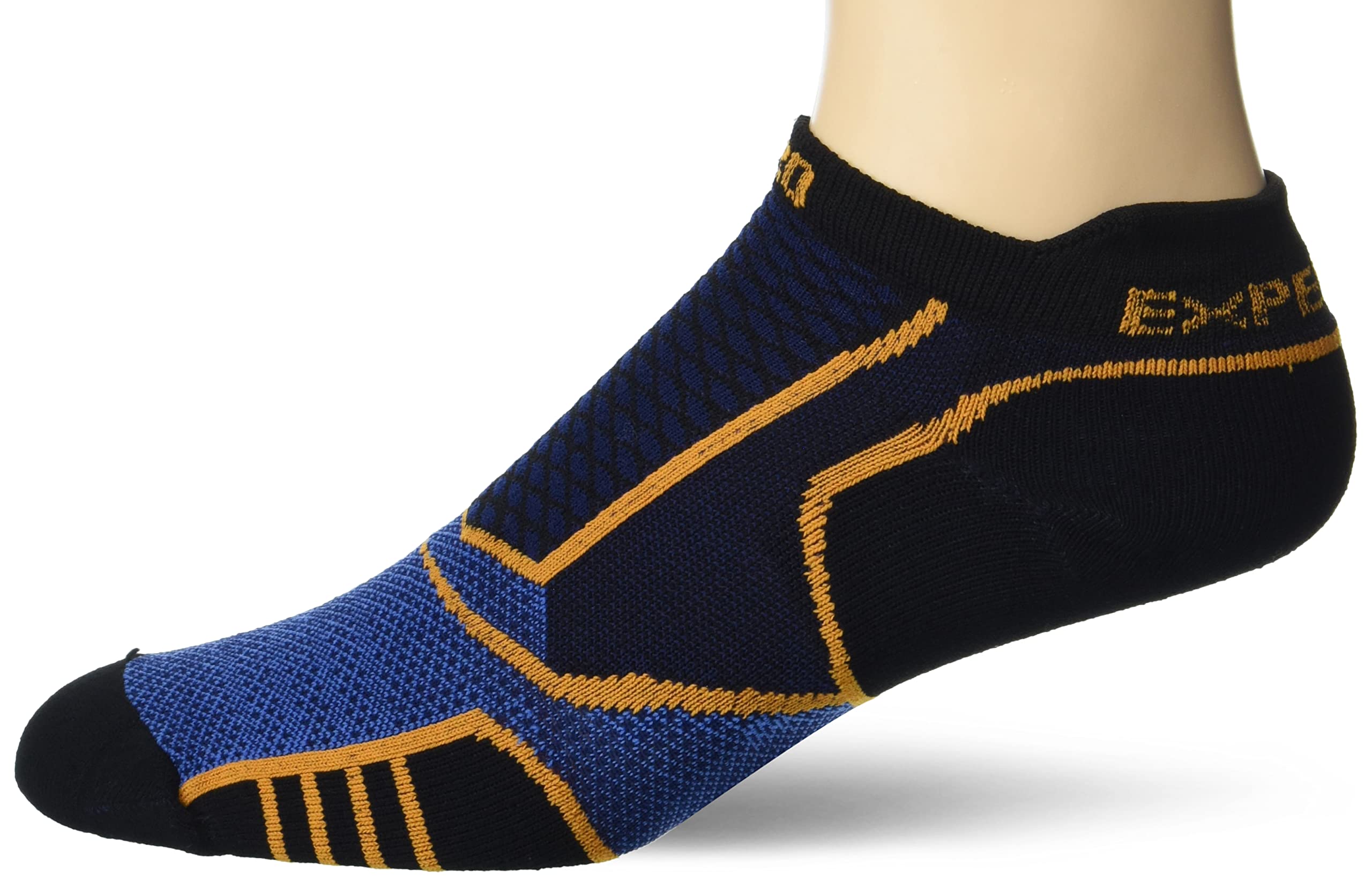 Thorlos Unisex Blue/Orange Experia Prolite Ultra-Light Cushion No Show Tab - Rocket Grip, Small