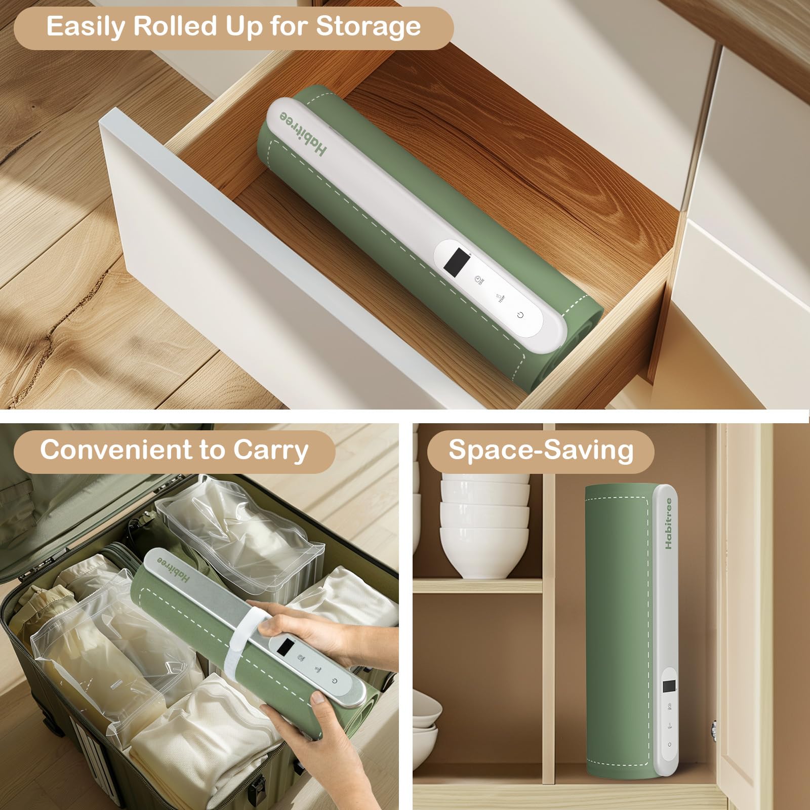 Bandeja de calentamiento eléctrico de silicona para calentar alimentos, calentamiento rápido, control preciso de temperatura de 6 niveles, enrollable y portátil, fácil de limpiar, ideal para fiestas,