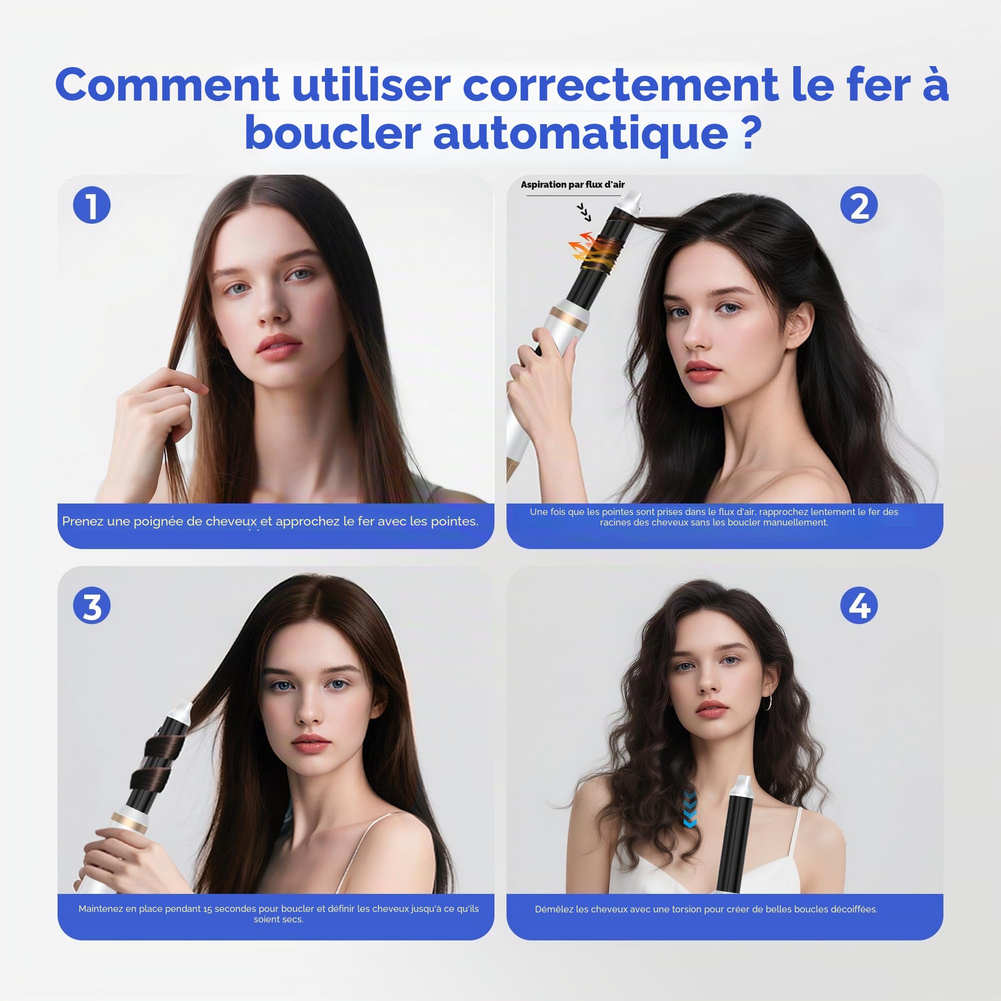 5 en 1 Brosse Soufflante Airstyler Air Styler set Hair Styler Airbrush Fer a Boucler Brosse Soufflante Brosse Lissante Pour Cheveux, Kit de coiffure Pour Sécher
