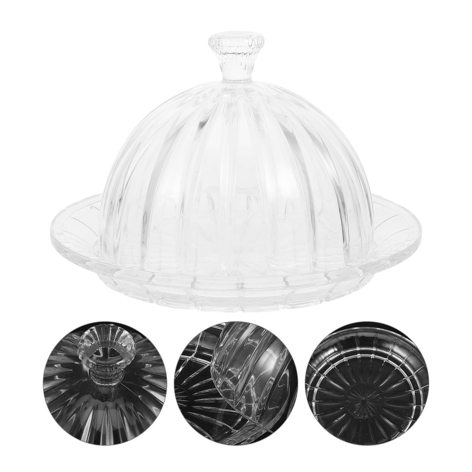 Cabilock Expositor de Tartas de Vidrio con Cúpula Transparente, Bandeja Redonda para Servir Pasteles con Diseño Versátil y Acabado Fino para Reuniones Casuales