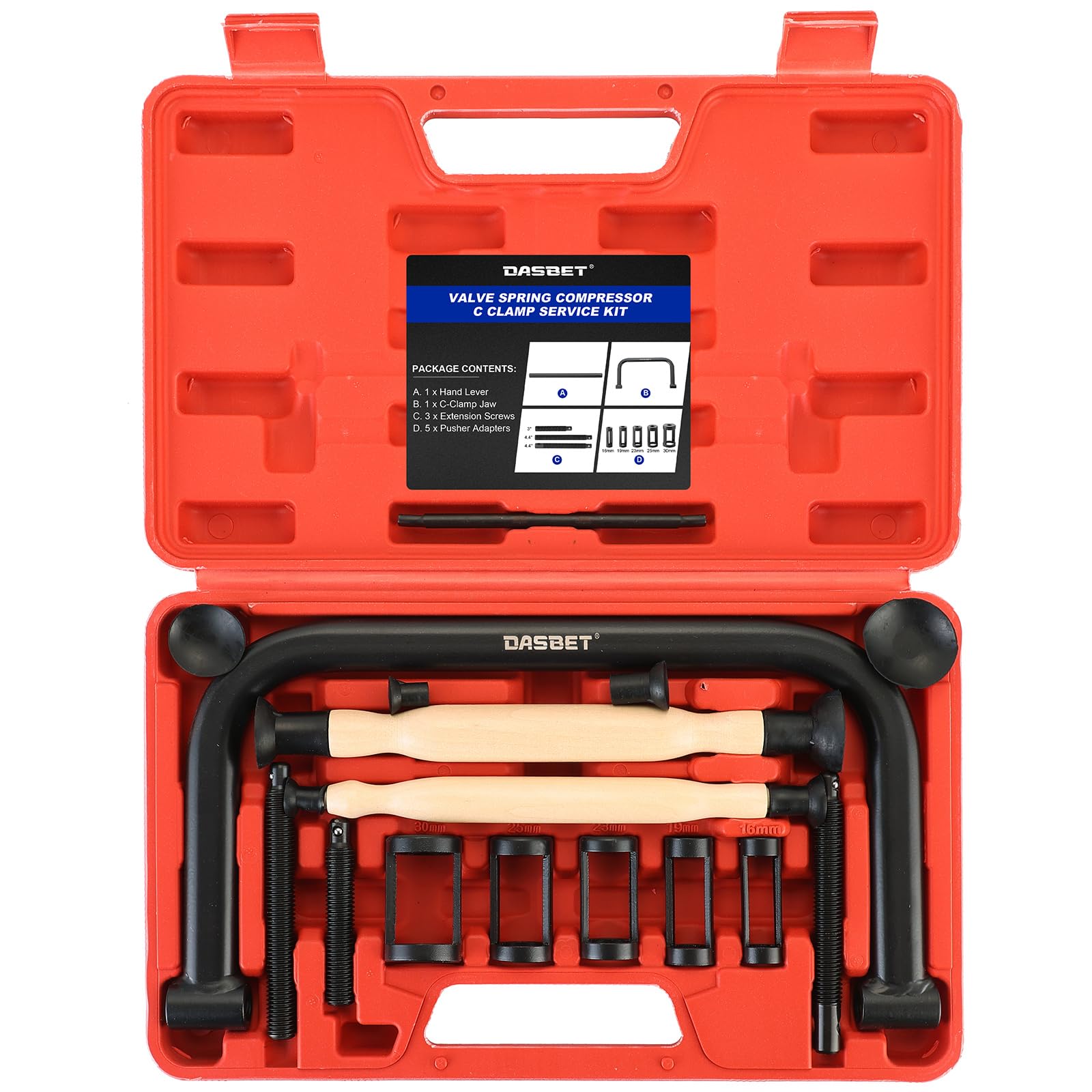 DASBET Valve Spring Compressor & Valve Lapper Set with 4 Suction Plates | Spring Clamp Service Kit with C Clamp for Motorcycle, ATV, Car, Small Engine