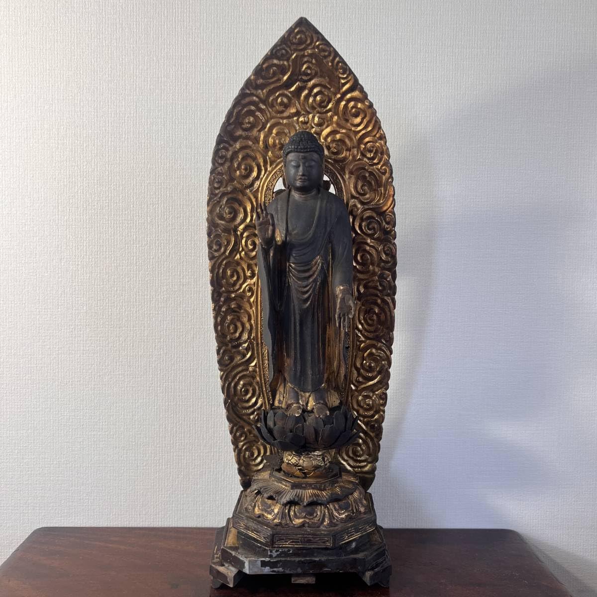 骨董品 105cm 観音像 骨細工 木彫 仏像 仏教美術