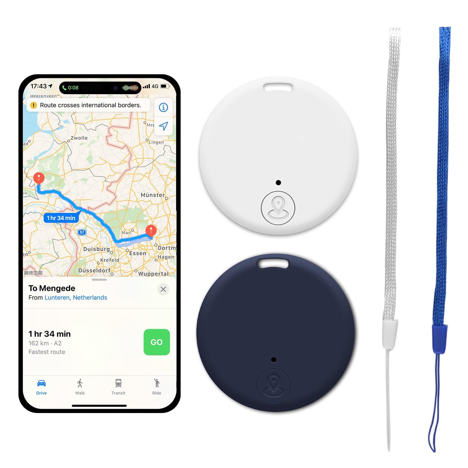 Localizador GPS Tag Inteligente Bluetooth 5.2 para Localizar Llaves, Mascotas y Objetos - Compatible Android e iOS - Rastreador GPS con Alarma Sonora y Búsqueda Bidireccional