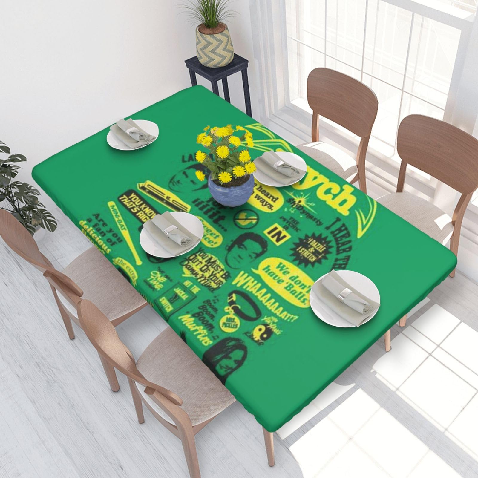 BNVSADC Psych pineapple quote Printed 4FT Tablecloth 122x76 CM Polyester Kitchen Water Resistant Table Cloth Dining Table Decoration Table Covers