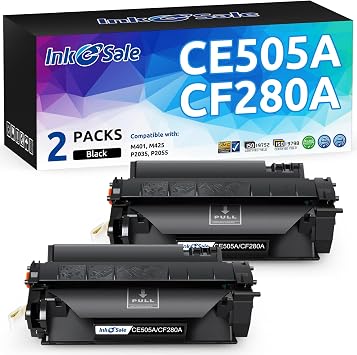 Ink E-Sale Replacement for HP CE505A 05A Toner Cartridge for use with HP LaserJet P2035 P2035n P2050 P2055 P2055d P2055dn P2055x Series Printer, 2 Pack Black