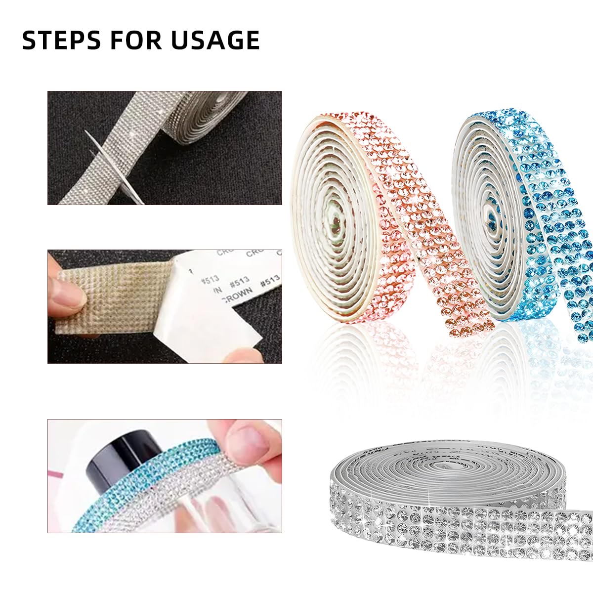 Ruban Strass Autocollant 1,8 M - Motif Léopard - 1 Cm De Large - Déco DIY Pour Téléphone, Cadeaux, Fêtes