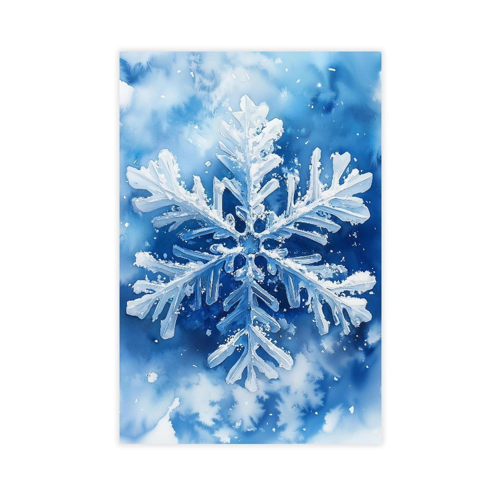 Qnvjqkdsi Unframe Watercolor Snowflake Art Canvas Poster Bedroom Decor Landscape Office Room Decor Gift 24" L X 36" W