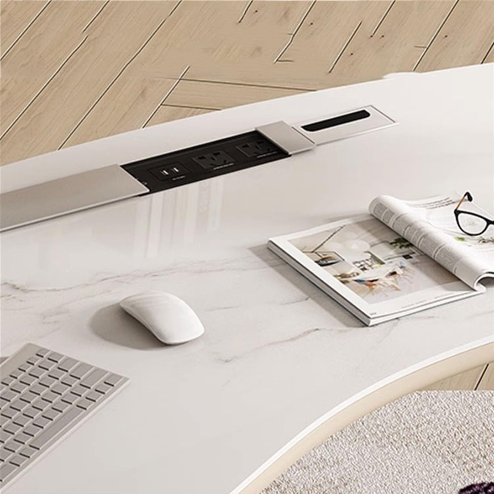 Stacja robocza Lekka Luksusowa Łupek Biurko Designerskie Premium Nowoczesny Salon Biuro Domowe Pc Biurko Nauka Zakrzywione Studium (160 * 77 * 75 cm)
