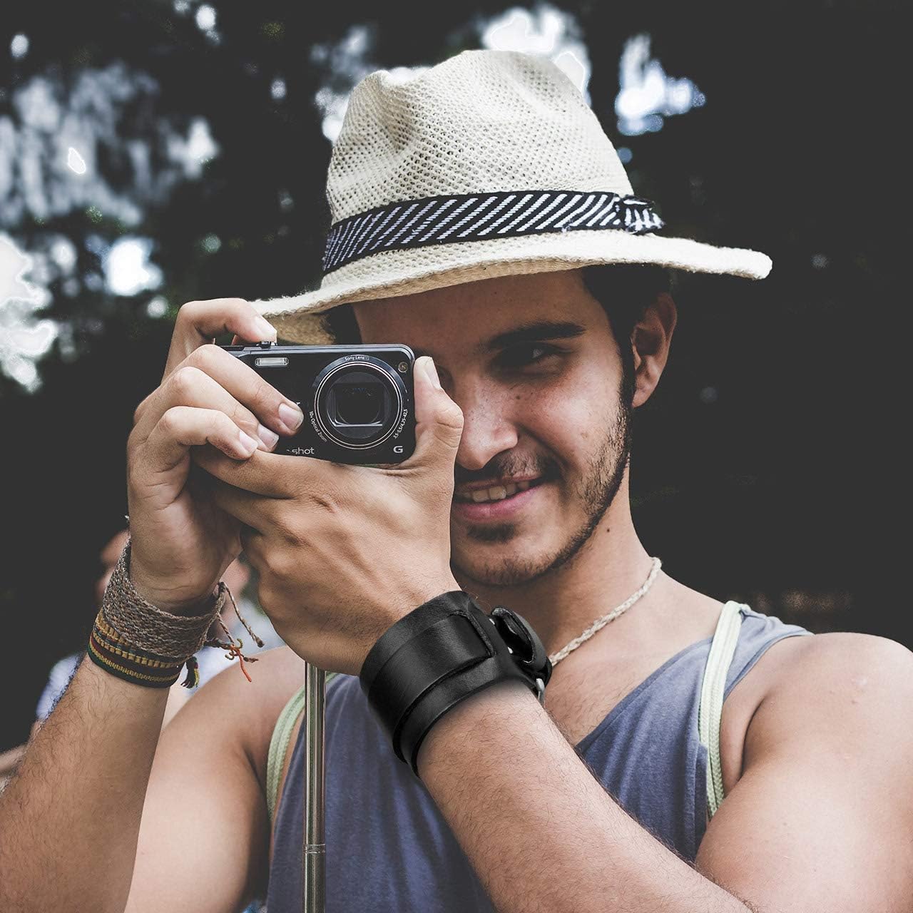 Jovivi Cutom Leather Bracelet - Personalized Punk Men Women Black Brown Wide Genuine Leather Wrap Cuff Bangle Bracelet Belts Wistband, Adjustable 7.2"-9" - Image 5