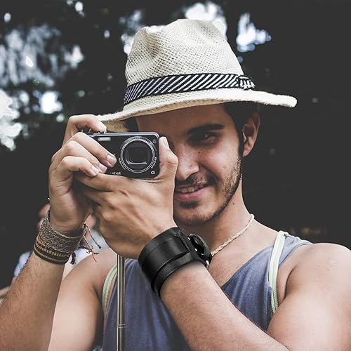 Miniatura 5 de Jovivi Cutom - Pulsera de cuero Punk personalizada para hombres y mujeres, color negro y marrón ancho, de cuero genuino, correa para cintura,