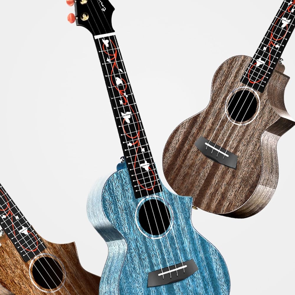 ByErz Mahoń Missing Corner Ukulele 23/26 cala Drewniany korpus Wykwintna mozaikowa podstrunnica Odpowiednia dla początkujących i profesjonalistów płci męskiej i żeńskiej Do gry w dołączonym etui i nar