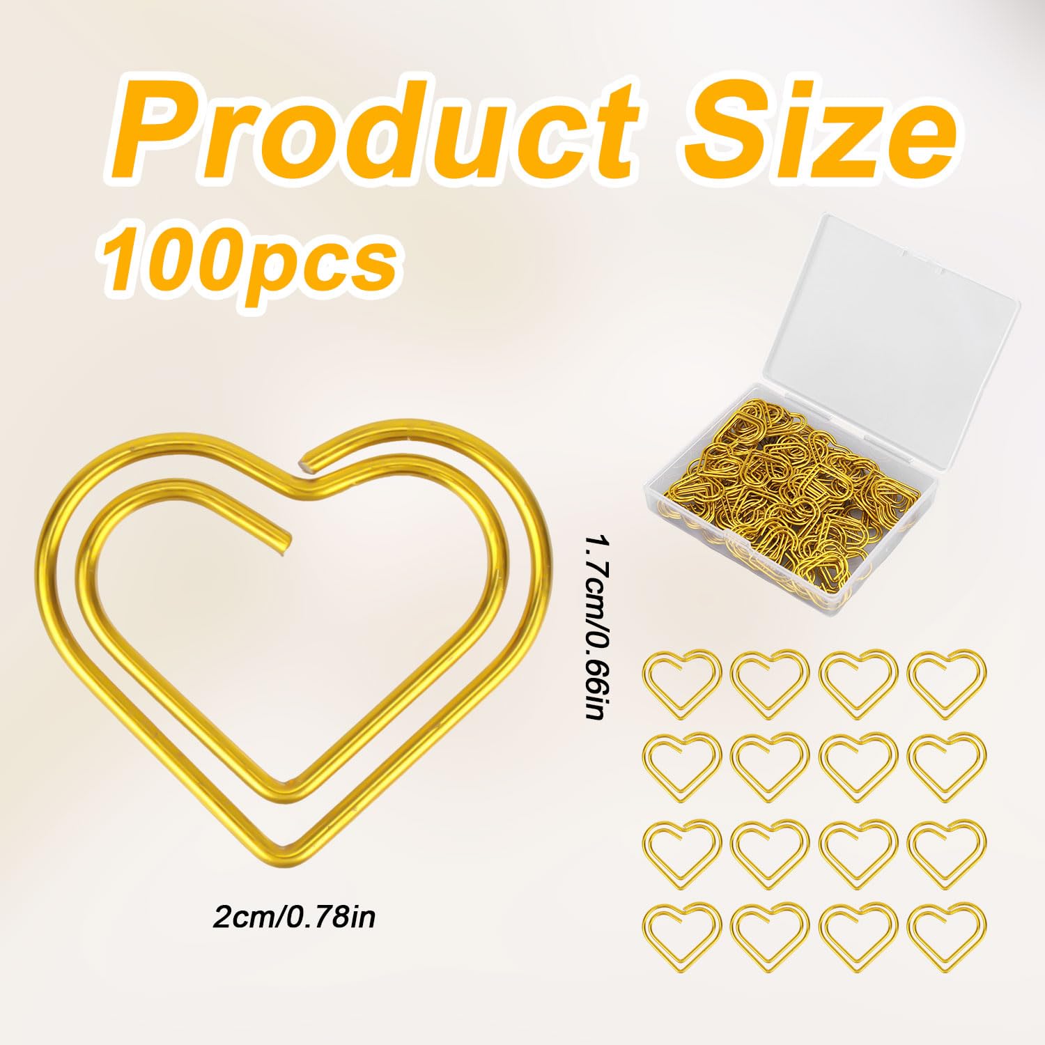 Gosknor 100pcs Trombones Coeur Doré Marque-Page Décoration Mariage Artisanat
