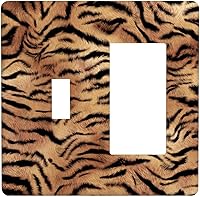 Vista 64 de Placa de interruptor de luz con estampado de leopardo de 1 banda, placa de pared basculante individual, placa decorativa eléctrica GFCI