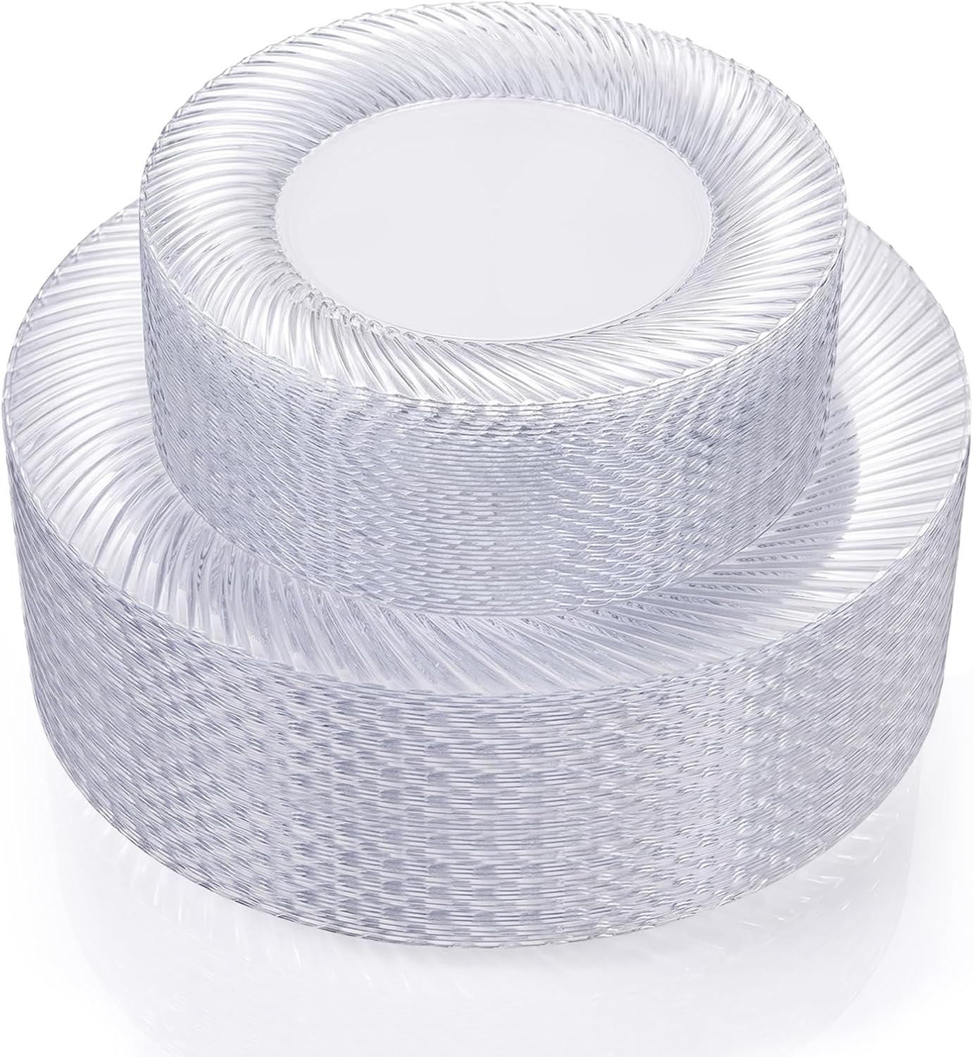 WELLIFE 100Pcs Clear Plastic Plates for Party,Clear Disposable Plates Include 50 Dessert Plates and 50 Dinner Plates for Wedding, Birthday, Catering Events