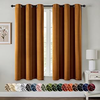MIULEE Gold Brown Blackout Curtains - Bedroom Window Treatment Curtains Thermal Insulated Room Darkening Drapes for Living Room Kitchen Grommet Light Blocking Drapery, 40 x 54 Inches Long, 2 Panels