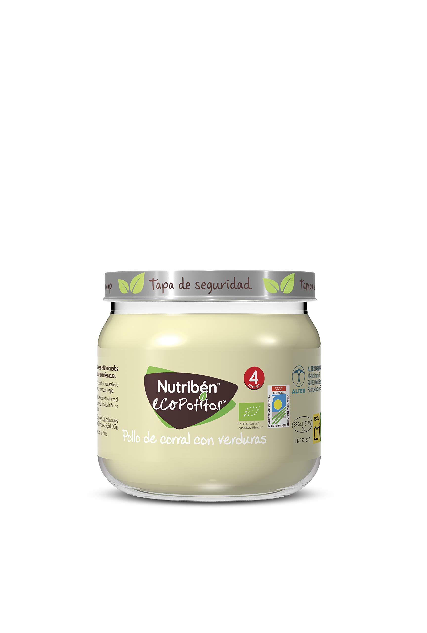Nutribén Ecopotitos Introducción Al Pollo De Corral Con Verduras - Ecológicos, Desde 4 Meses, Pack 6x120gr